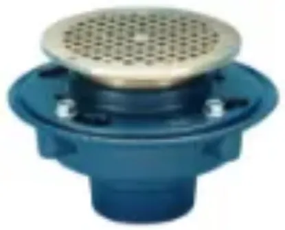 Picture of 2 in. No Hub Cast Iron Floor Drain with 5 in. Round Nickel Bronze Strainer