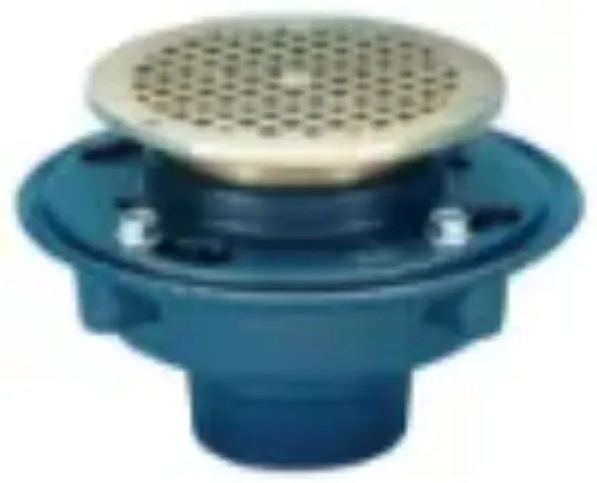 Picture of 2 in. No Hub Cast Iron Floor Drain with 5 in. Round Nickel Bronze Strainer